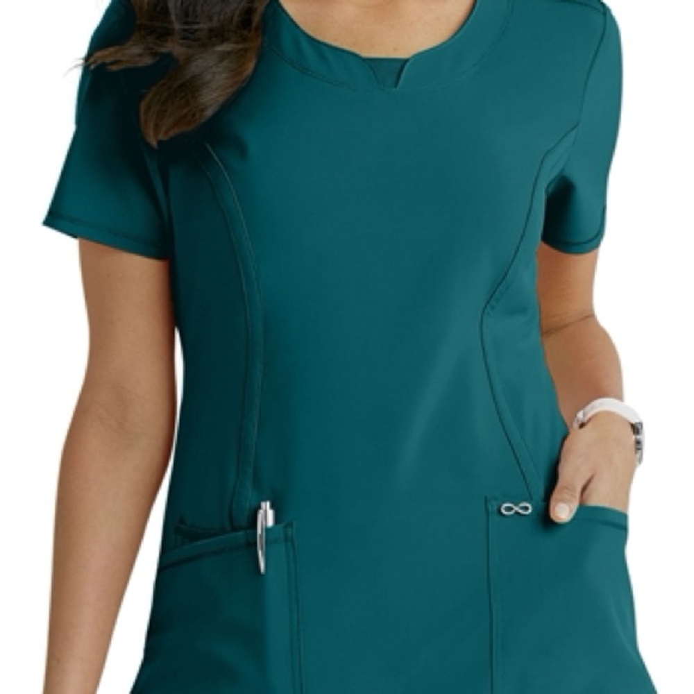 2 Caribbean Blue Womens Scrub Tops